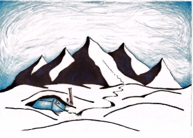 Winter Mountain Ski Scene